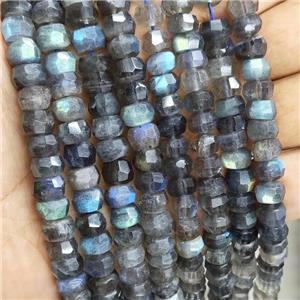 Natural Labradorite Beads Faceted Rondelle AA-Grade, approx 8mm