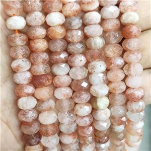 Peach Sunstone Beads Faceted Rondelle, approx 9.5mm