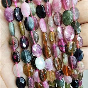 Natural Tourmaline Beads Faceted Oval Multicolor, approx 7x10mm