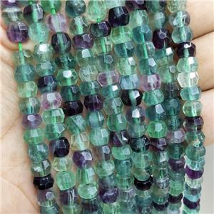 Natural Fluorite Beads Multicolor Faceted Rondelle, approx 4x6mm