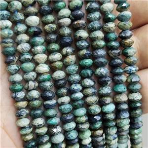 Natural African Turquoise Beads Green Faceted Rondelle, approx 4x6mm