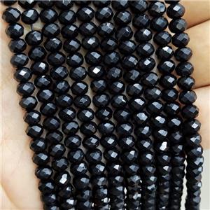 Natural Black Tourmaline Beads Faceted Rondelle, approx 4x6mm