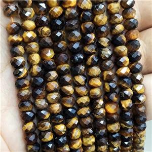 Natural Tiger Eye Stone Beads Faceted Rondelle, approx 6mm