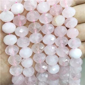 Natural Rose Quartz Beads Pink Faceted Rondelle, approx 6x12mm
