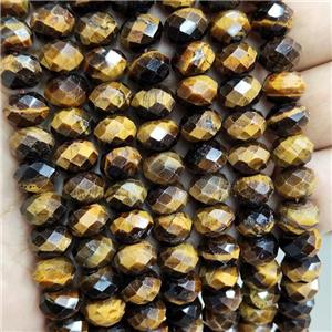 Natural Tiger Eye Stone Beads Yellow Faceted Rondelle, approx 10mm