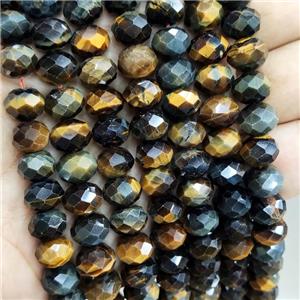 Natural Tiger Eye Stone Beads Yellowblue Faceted Rondelle, approx 10mm