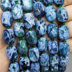 Natural Agate Beads Barrel Fired Green Dye, approx 13-17mm