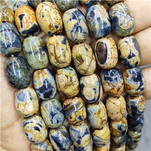 Natural Agate Beads Barrel Fired Khaki Dye, approx 13-17mm