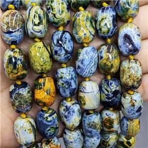 Natural Agate Beads Barrel Fired Olive Dye, approx 13-17mm