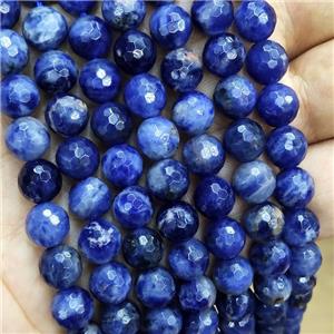 Natural Blue Sodalite Beads Faceted Round, approx 10mm dia