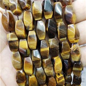Natural Tiger Eye Stone Beads Twist, approx 8-16mm