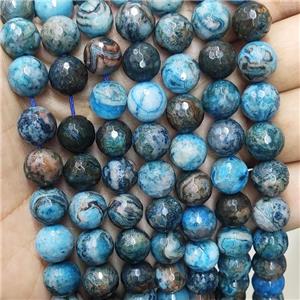 Natural Crazy Agate Beads Faceted Round Blue Dye, approx 10mm dia