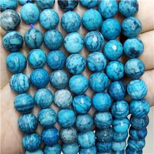 Blue Map Jasper Beads Dye Faceted Round, approx 10mm dia