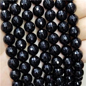 Black Onyx Agate Beads Faceted Round, approx 4mm dia