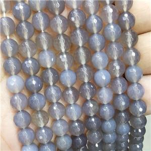 Natural Gray Agate Beads Faceted Round, approx 6mm dia