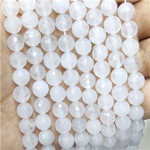 Natural White Quartzite Jade Beads Faceted Round, approx 8mm dia