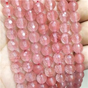 Synthetic Watermelon Quartz Beads Pink Dye Faceted Round, approx 6mm dia