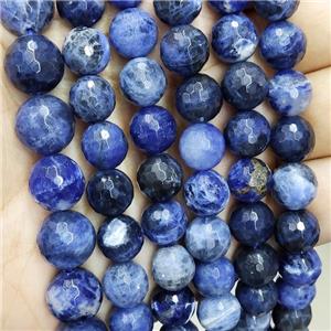 Natural Blue Sodaite Beads Faceted Round, approx 12mm dia