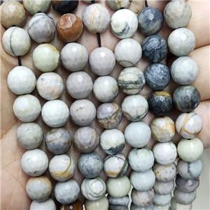 Natural Black Picasso Jasper Beads Creek Faceted Round, approx 4mm dia