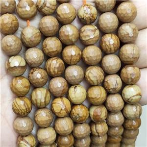 Natural Brown Wooden Lace Jasper Beads Faceted Round, approx 4mm dia