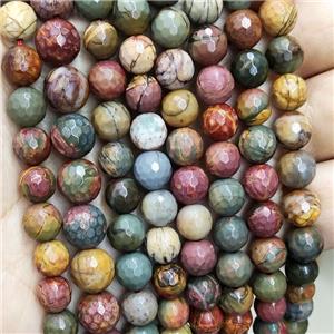 Natural Picasso Creek Jasper Beads Red Faceted Round, approx 10mm dia
