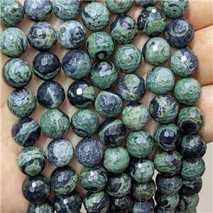 Natural Kambaba Jasper Beads Green Faceted Round, approx 12mm dia