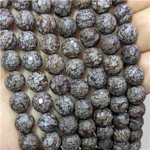 Natural Red Snowflake Jasper Beads Faceted Round, approx 4mm dia
