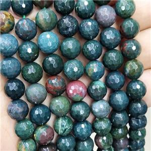 Green Chook Bloodstone Beads Faceted Round, approx 6mm dia