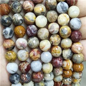 Natural Yellow Crazy Lace Agate Beads Faceted Round, approx 8mm dia