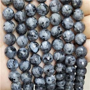 Natural Black Labradorite Beads Faceted Round Larvikite, approx 12mm dia