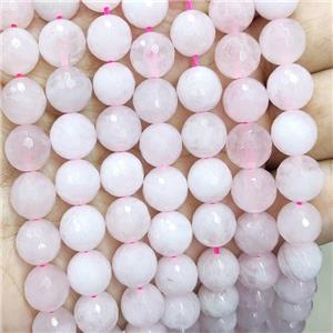 Natural Pink Rose Quartz Beads Faceted Round, approx 12mm dia