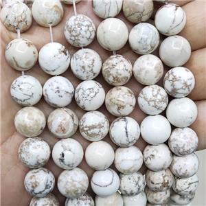 White Magnesite Turquoise Beads Smooth Round, approx 12mm dia