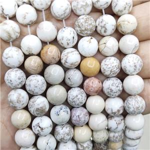 White Magnesite Turquoise Beads Smooth Round, approx 10mm dia