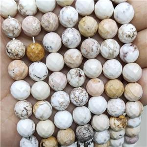 White Magnesite Turquoise Beads Faceted Round, approx 4mm dia