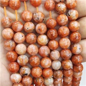 Natural Peruvian Orange Calcite Beads Smooth Round, approx 7mm dia