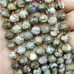 Natural Green Rhyolite Beads Cut Rondelle, approx 9-10mm