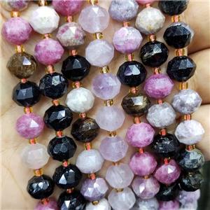 Natural Tourmaline Beads Multicolor Cut Rondelle, approx 9-10mm