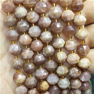 Natural Peach Sunstone Beads Cut Rondelle, approx 9-10mm