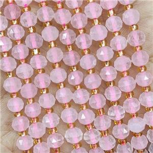 Natural Rose Quartz Beads Pink Cut Rondelle, approx 5-6mm
