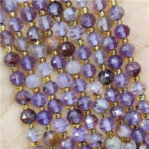 Natural Phantom Quartz Beads Purple Cut Rondelle, approx 5-6mm
