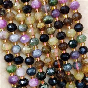 Natural Tourmaline Beads Multicolor Cut Rondelle, approx 5-6mm