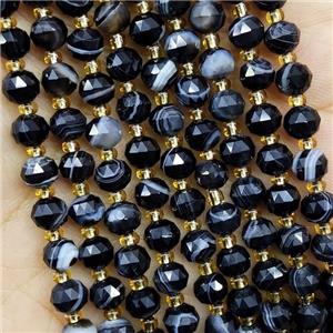 Natural Black Stripe Agate Beads Cut Rondelle, approx 5-6mm
