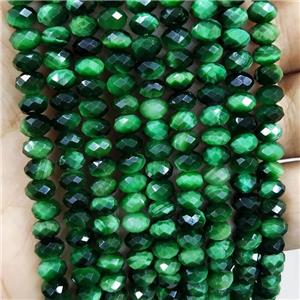 Green Tiger Eye Stone Beads Faceted Rondelle, approx 4x6mm