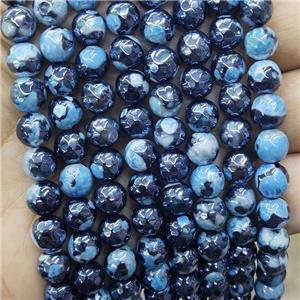 Blue Fire Agate Beads Faceted Round Electroplated, approx 8mm dia