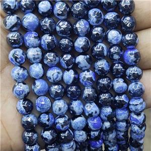 Blue Fire Agate Beads Faceted Round Electroplated, approx 6mm dia