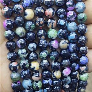 Fire Agate Beads Faceted Round Mixed Color Electroplated, approx 6mm dia
