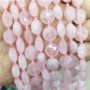 Natural Pink Rose Quartz Beads Faceted Circle, approx 12mm