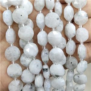 Natural White Moonstone Beads Faceted Circle, approx 12mm