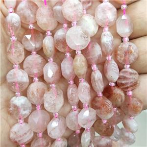 Natural Peach Sunstone Beads Faceted Circle, approx 12mm