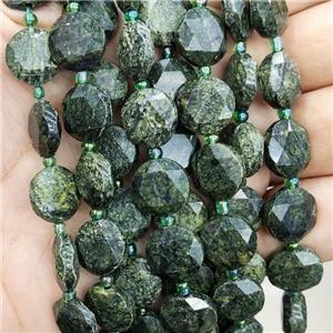 Natural Green Lace Jasper Beads Faceted Circle, approx 12mm